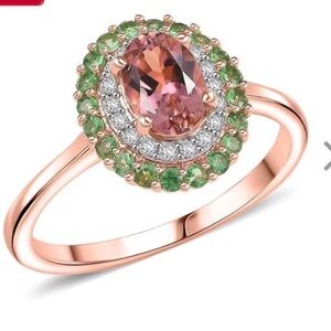 D'Joy Premium Blush Tourmaline and Multi Gemstone 1.30 ctw Floral Glint Ring
